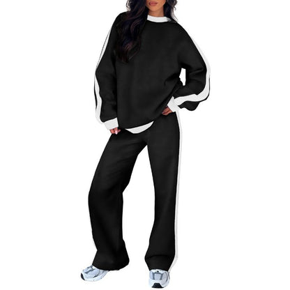 Aleumdr Women'S 2 Piece Outfit Fleece Sweatsuit Casual Lounge Matching Sets Crewneck Loose Fit Cozy Sweatshirt & Straight Leg Sweatpants Womenswear