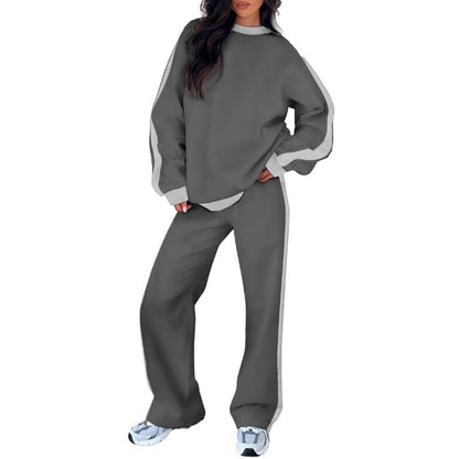 Aleumdr Women'S 2 Piece Outfit Fleece Sweatsuit Casual Lounge Matching Sets Crewneck Loose Fit Cozy Sweatshirt & Straight Leg Sweatpants Womenswear